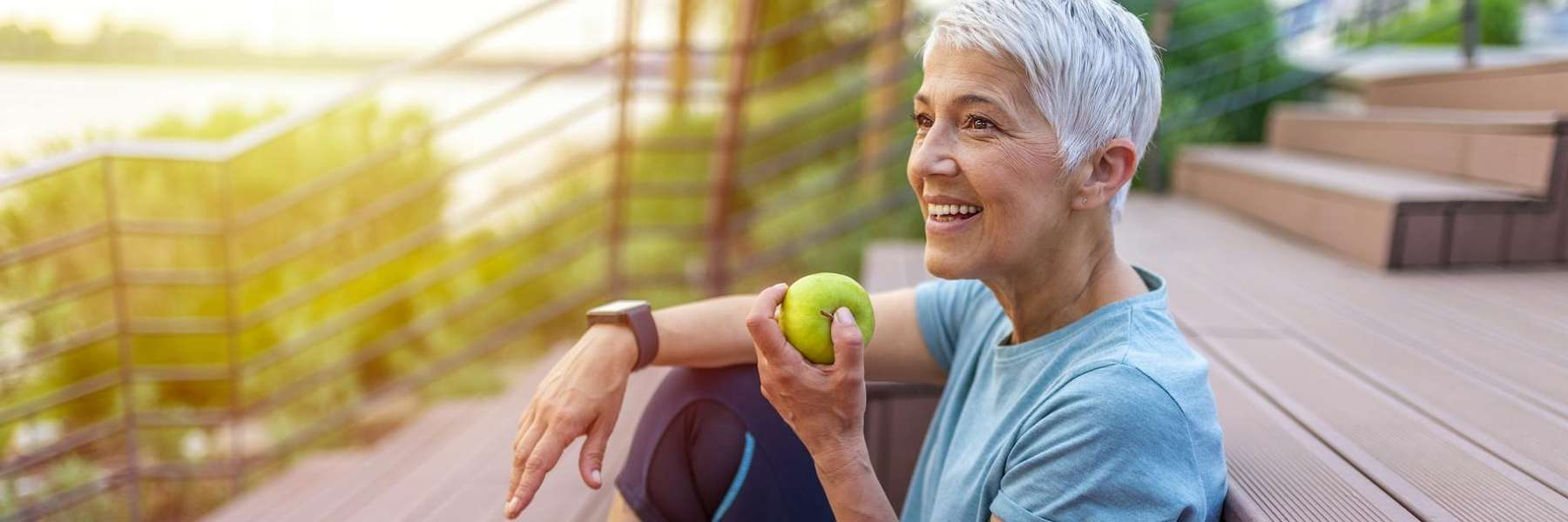 Woman eating an apple